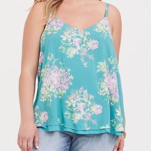 Blue Floral Double Layer Chiffon Cami